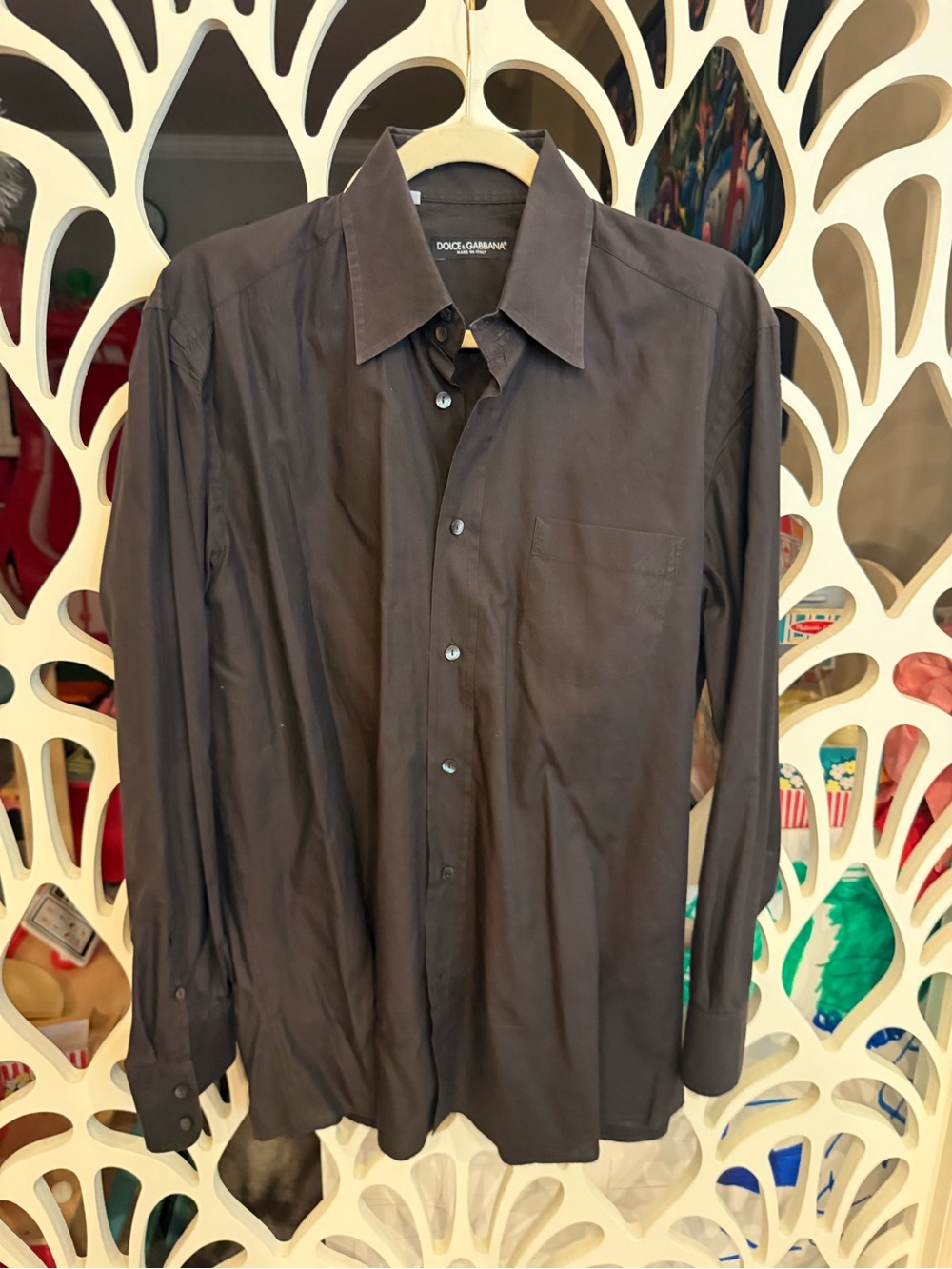 Dolce & Gabbana Men's Dark Brown Long-Sleeve Dress Shirt